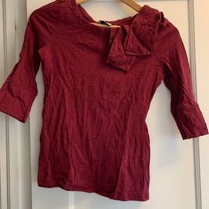 Anthropologie wine-colored 3/4 sleeve cotton “dressy” t-shirt